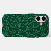 Dunkler grüner Hintergrund mit blaugrünen botanisc Case-Mate iPhone Hülle (Rückseite (Horizontal))