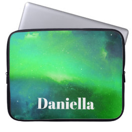 Dunkler grüner Holografischer Himmel mit Individue Laptopschutzhülle