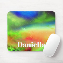 Dunkler grüner Holografischer Himmel mit Individue Mousepad