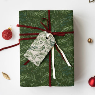 Dunkler grüner klassischer Tannen-Weihnachts-Kranz Geschenkpapier
