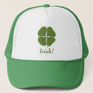 Dunkler grüner Shamrock mit Umriss, irische Hüte Truckerkappe