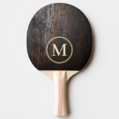 Dunkler Hackklotzstein Monogramm Tischtennis Schläger (Rückseite)