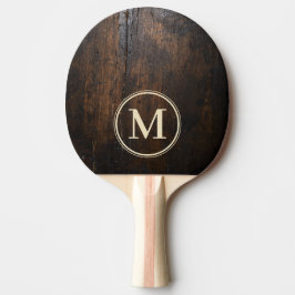 Dunkler Hackklotzstein Monogramm Tischtennis Schläger