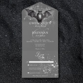 Dunkler Halloween Glam Bat & Diamonds QR Code All In One Einladung