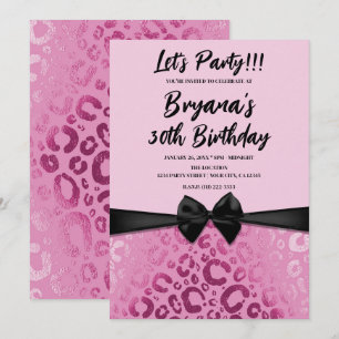 Dunkler & heller Rosa Glam Leopardenprint Sweet 16 Einladung