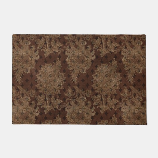 Dunkler HerbstDamast Fußmatte (Vorderseite)