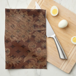 Dunkler HerbstDamast Geschirrtuch