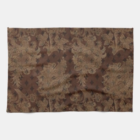 Dunkler HerbstDamast Geschirrtuch (Horizontal)