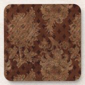 Dunkler HerbstDamast Getränkeuntersetzer (Vorderseite)