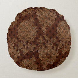 Dunkler HerbstDamast Rundes Kissen