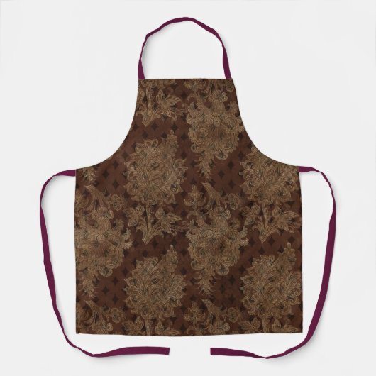 Dunkler HerbstDamast Schürze (Vorderseite)