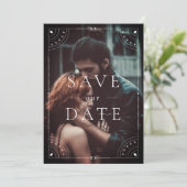 Dunkler Himmelsmond und Sterne Rett Datum Einladung (Stehend Vorderseite)