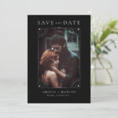 Dunkler Himmelsmond und Sterne Rett Datum Einladung (Stehend Vorderseite)