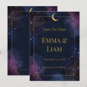 Dunkler himmlischer Save-the-Date | Goldene Konste (Vorne/Hinten)