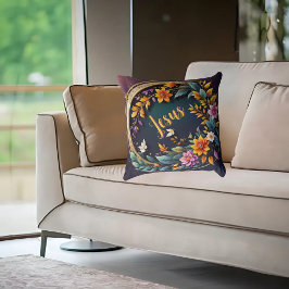 Dunkler Hintergrund Blumen anpassbarer Glaube basi Kissen