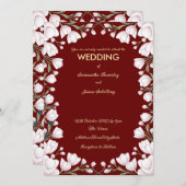 Dunkler Hintergrund Blumenrand Einladung (Vorne/Hinten)