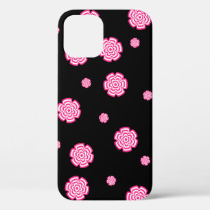 Dunkler Hintergrund helle stilisierte rosa Blumen. Case-Mate iPhone Hülle