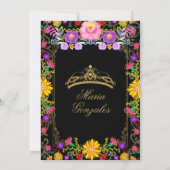 Dunkler Hintergrund Rosa Rosa Dess Mexikanischer G Einladung (Rückseite)