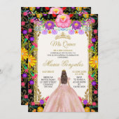 Dunkler Hintergrund Rosa Rosa Dess Mexikanischer G Einladung (Vorne/Hinten)