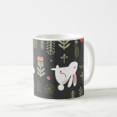 Dunkler Hintergrund, weiße Kaninchen, blumengeschm Kaffeetasse (VorderseiteRechts)