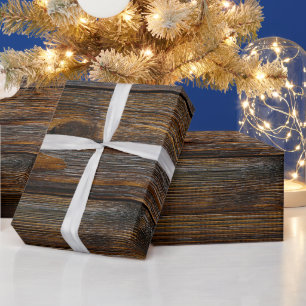 Dunkler Holz Western Naturstil Geschenkpapier