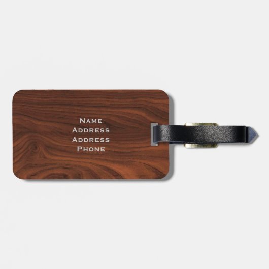 Dunkler hölzerner Blick Browns Gepäckanhänger (Rückseite horizontal)