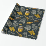 Dunkler Honig-Bienen-Bienenstock-Vintages Bio Geschenkpapier<br><div class="desc">Packpapier</div>