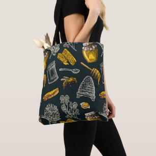 Dunkler Honig Bienenstock Vintage Organisch Natürl Tasche