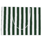 Dunkler Hunter Grün und Weiß Streifen Große Geschenktüte (Rückseite)