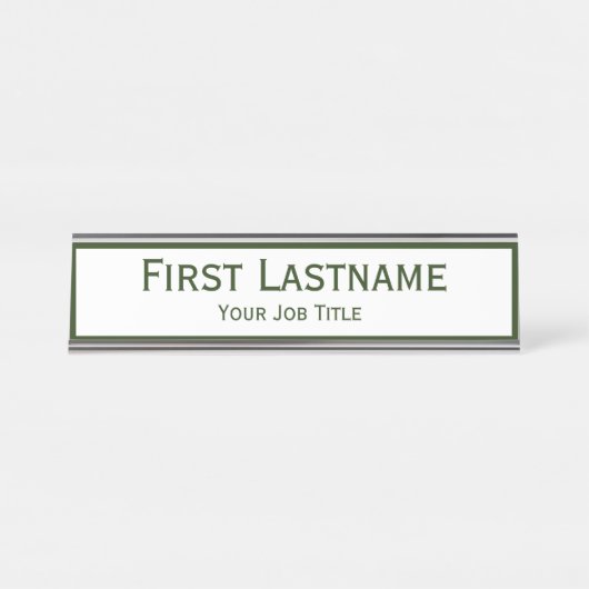 Dunkler Jäger Forrest grüner individueller Name Schreibtischnamensplakette (Vorderseite )