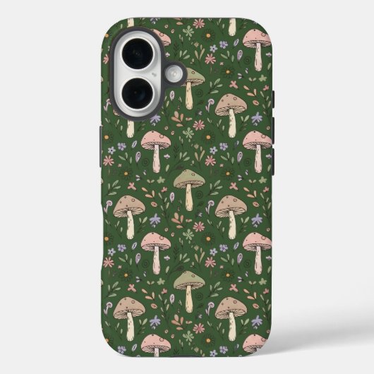 Dunkler Jäger Grün Fungi Nahtloser Forestcore Case-Mate iPhone Hülle (Rückseite)