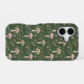 Dunkler Jäger Grün Fungi Nahtloser Forestcore iPhone 16 Hülle (Rückseite (Horizontal))