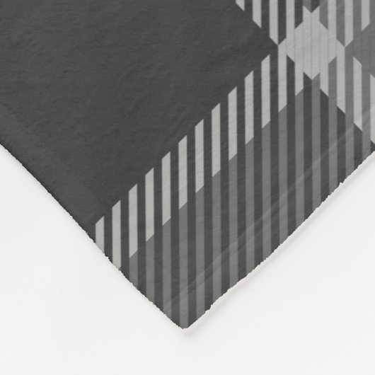 Dunkler Kohlengrauer Tartan Kariert mit Monogramm Fleecedecke (Ecke)