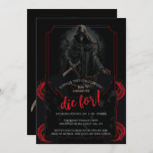 Dunkler Krieger Langschwert Einladung (Vorne/Hinten)