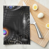 Dunkler Krieger Skulptur Fraktal Kunst Geschirrtuch (Viertel Falte)