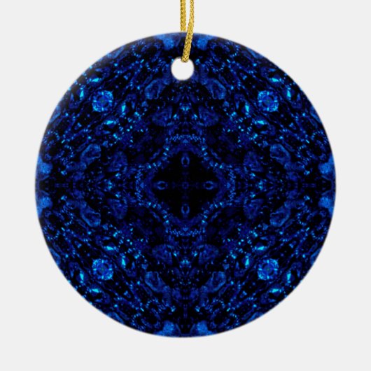 Dunkler Kristall 1 Blau Keramik Ornament (Vorne)