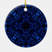 Dunkler Kristall 1 Blau Keramik Ornament (Hinten)