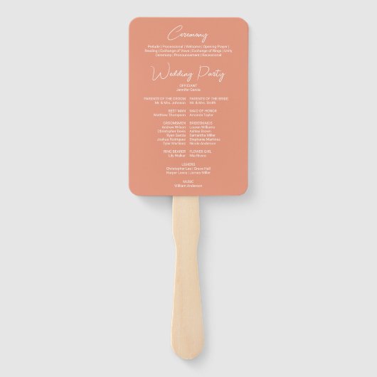 Dunkler Lachs floral Elegantes Hochzeitsprogramm M Fächer (Rückseite)