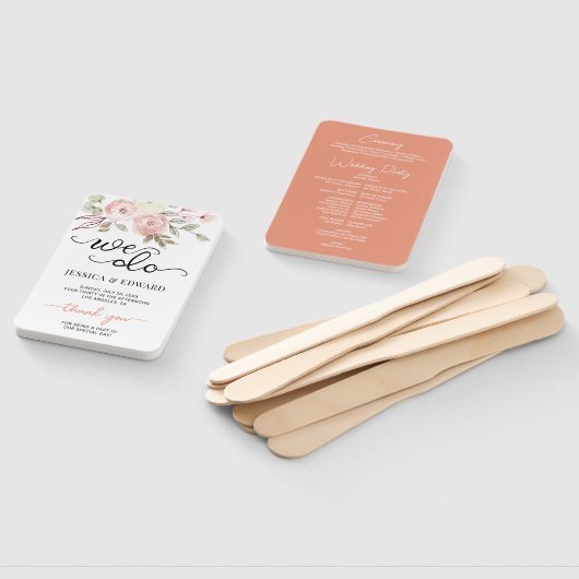 Dunkler Lachs floral Elegantes Hochzeitsprogramm M Fächer (Non-assembled)