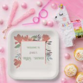 Dunkler Lachs Grün Blau und Lila Folklorekunst Pappteller (Party)