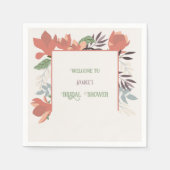 Dunkler Lachs Grün Blau und Lila Folklorekunst Serviette (Vorderseite)