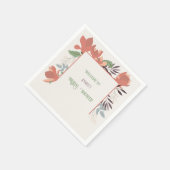 Dunkler Lachs Grün Blau und Lila Folklorekunst Serviette (Ecke)