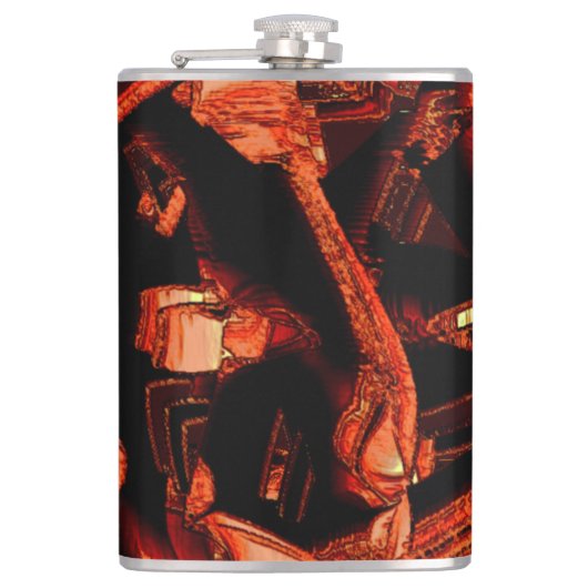 Dunkler Lachs oder Korallen zerstört, schwarzer Hi Flachmann (Vorderseite)