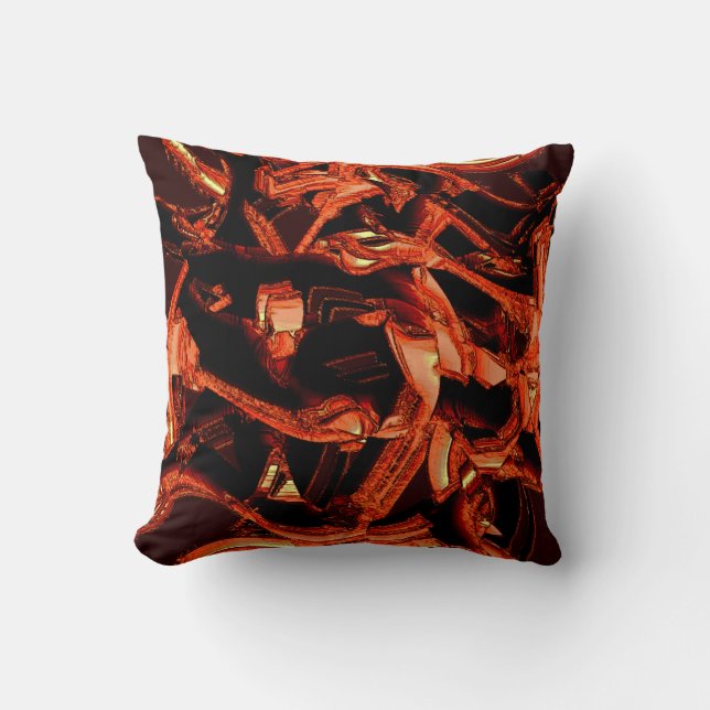 Dunkler Lachs oder Korallen zerstört, schwarzer Hi Kissen (Vorderseite)