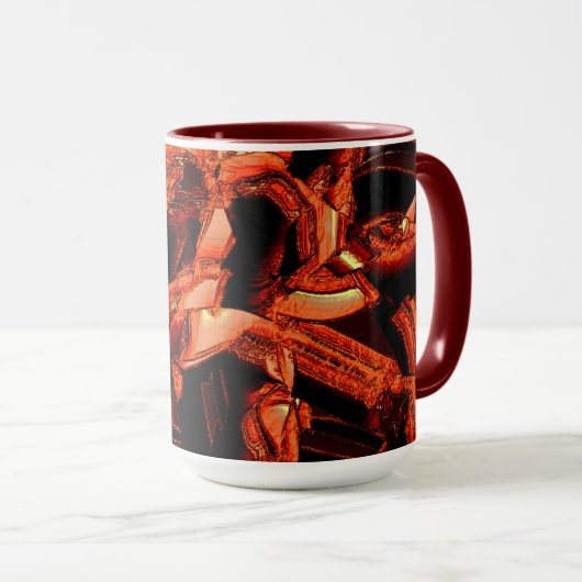 Dunkler Lachs oder Korallen zerstört, schwarzer Hi Tasse (VorderseiteRechts)