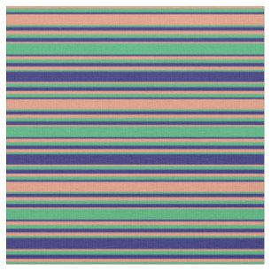 Dunkler Lachs, Sea Green & Midnight Blue Pattern Stoff