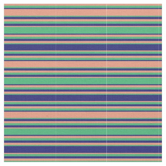 Dunkler Lachs, Sea Green & Midnight Blue Pattern Stoff (Nahaufnahme)
