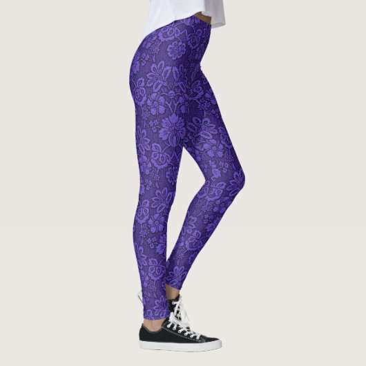 Dunkler Lila Damast Leggings (Rechts)