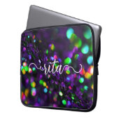 Dunkler, Lila funkelnder Laptop-Sieb Laptopschutzhülle (Vorderseite Links)