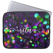 Dunkler, Lila funkelnder Laptop-Sieb Laptopschutzhülle (Vorderseite)
